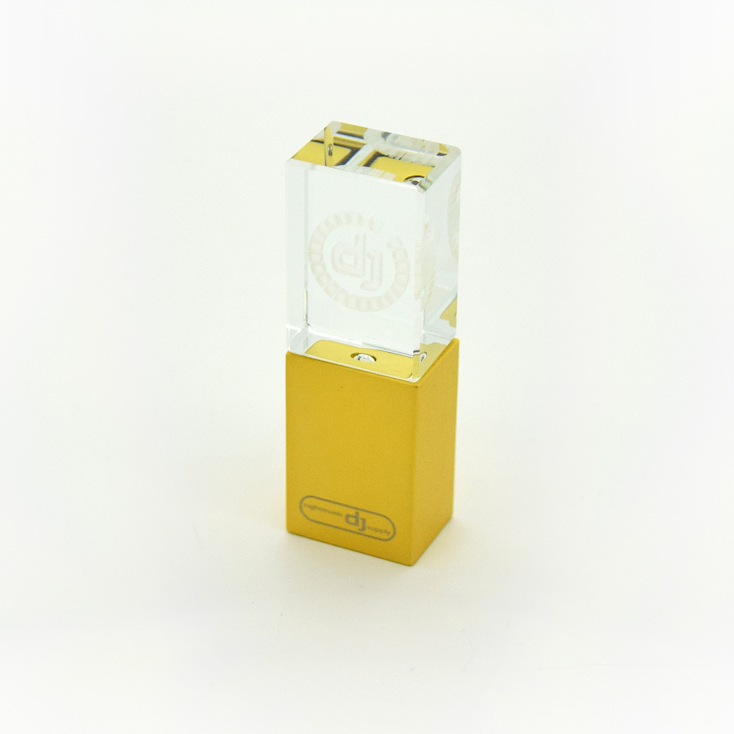 Premium Crystal DJ Stick V2 Gold - USB 3.0 32GB Flash Drive - white LED